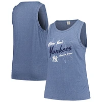 Women's Soft as a Grape Navy New York Yankees Plus Curvy High Neck Tri-Blend Tank Top