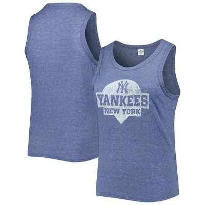 New York Yankees Soft as a Grape Women's Plus High Neck Tri-Blend Tank Top - Navy