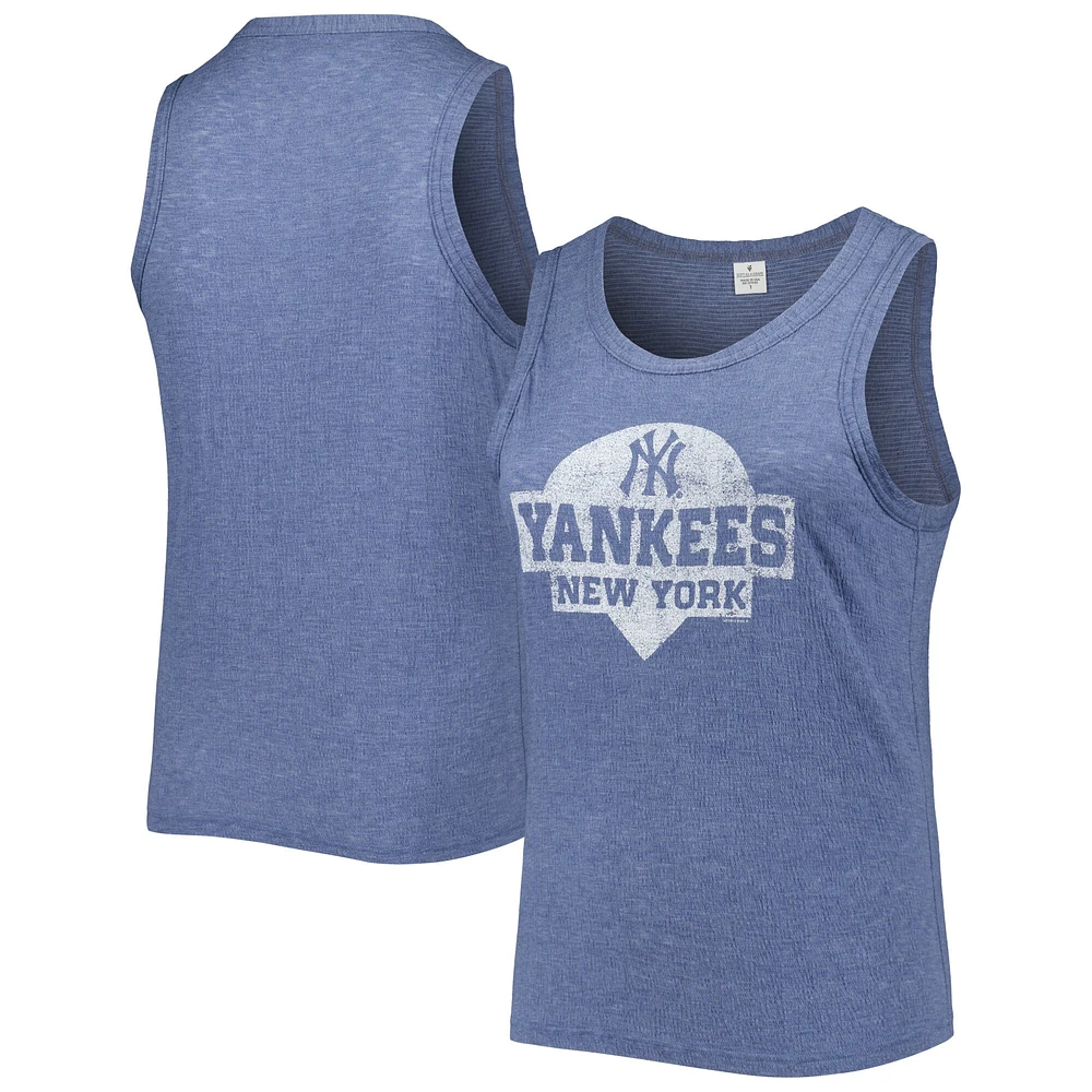 Women's Soft as a Grape Navy New York Yankees Plus High Neck Tri-Blend Tank Top