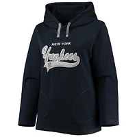 Women's Soft as a Grape Navy New York Yankees Plus Side Split Pullover Hoodie