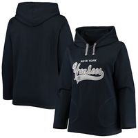 Women's Soft as a Grape Navy New York Yankees Plus Side Split Pullover Hoodie