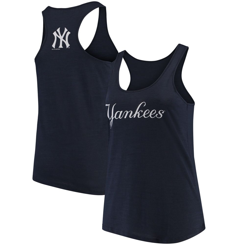 Women's Soft as a Grape Navy New York Yankees Plus Swing for the Fences Racerback Tank Top