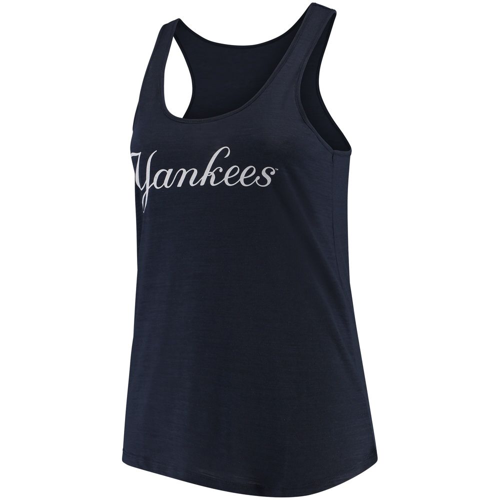 Women's Soft as a Grape Navy New York Yankees Plus Swing for the Fences Racerback Tank Top