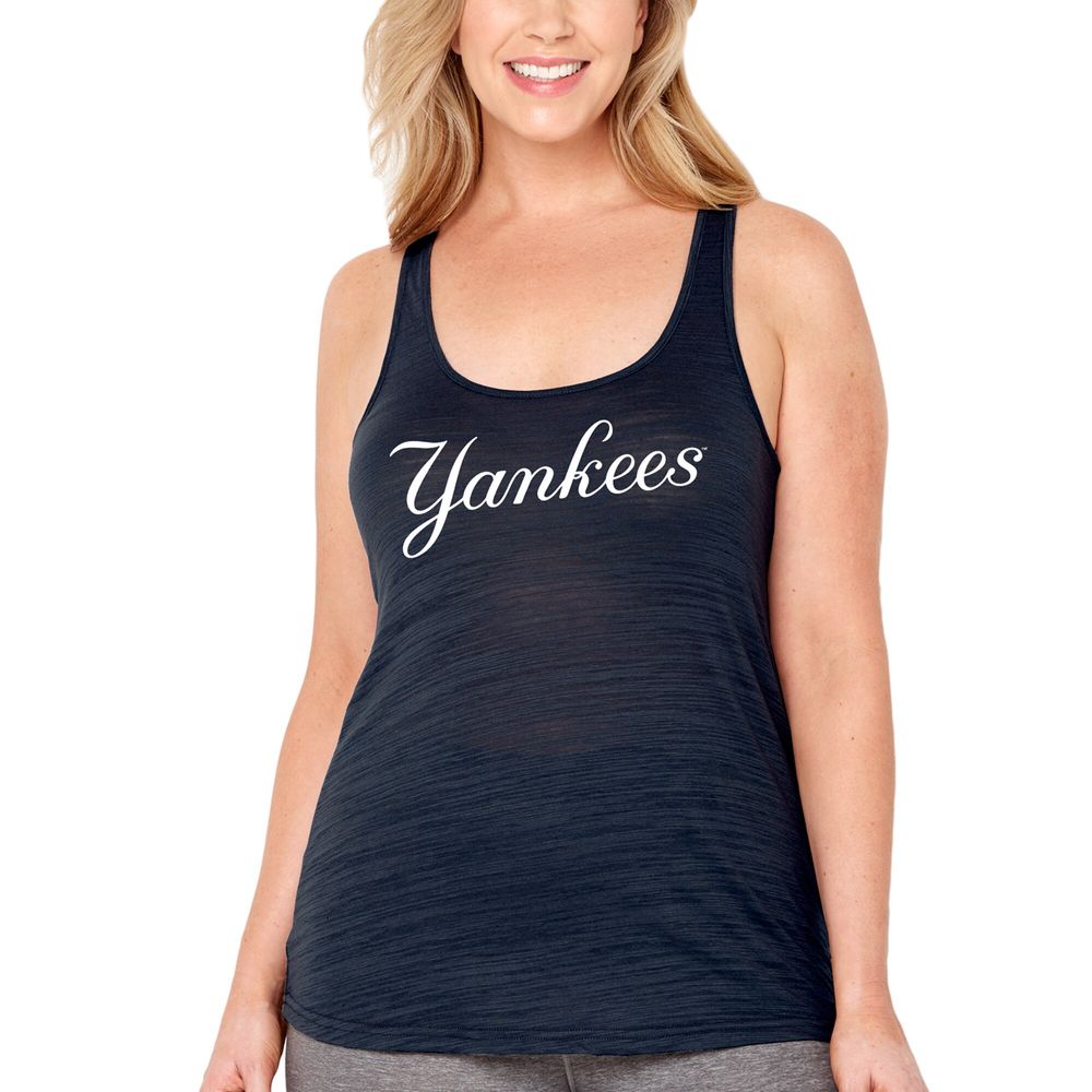 Women's Soft as a Grape Navy New York Yankees Plus Swing for the Fences Racerback Tank Top