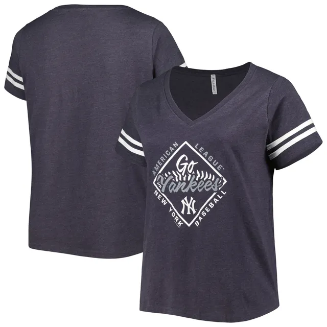 New York Mets New Era Women's Plus Size Space Dye Raglan V-Neck T