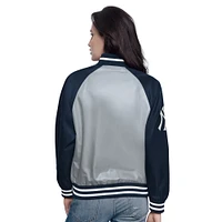 Women's Starter Gray/Navy New York Yankees Home Run Full-Snap Varsity Jacket
