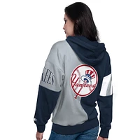 Women's Starter Navy/Gray New York Yankees Curve Ball Full Zip Hoodie Sweatshirt