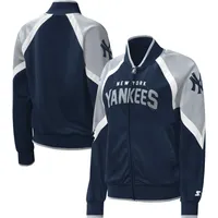 Women's Starter Navy New York Yankees Touchdown Raglan Full-Zip Track Jacket