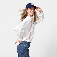 Sweat-shirt à capuche pour femme Terez Cream New York Yankees Baseball Stitch