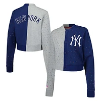 Cardigan court boutonné des New York Yankees Terez pour femme, gris/bleu marine