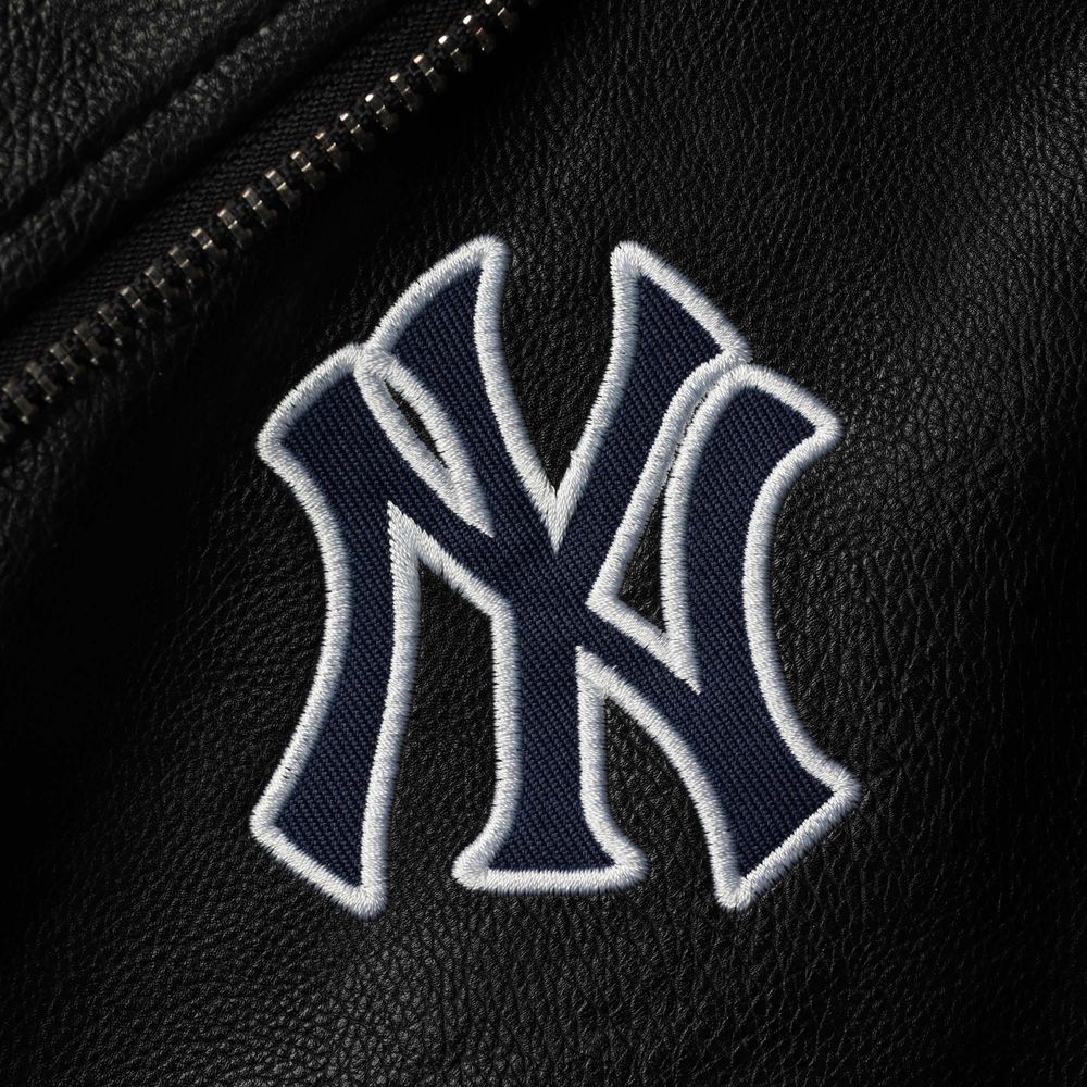 New York Yankees The Wild Collective Women's Faux Leather Moto Full-Zip  Jacket - Black