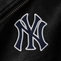 Women's The Wild Collective Black New York Yankees Faux Leather Moto Full-Zip Jacket