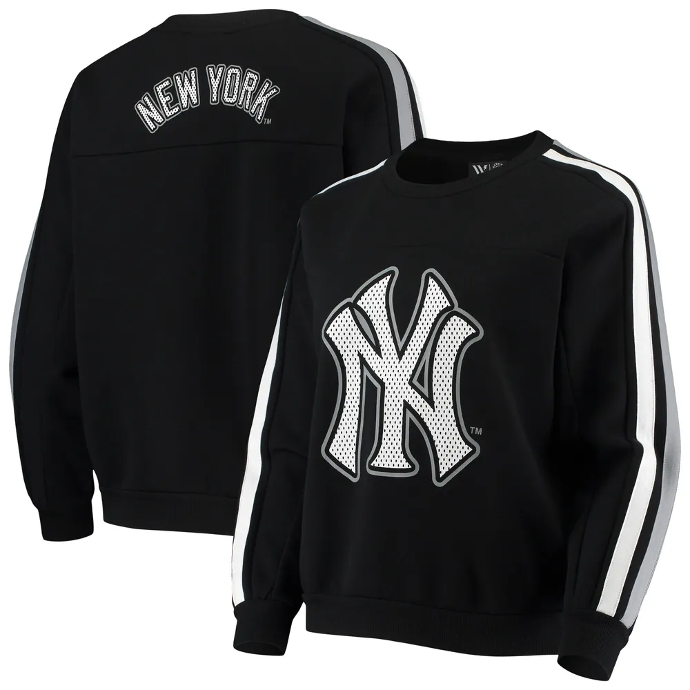 New York Yankees The Wild Collective Women's Perforated Logo Pullover  Sweatshirt - Black
