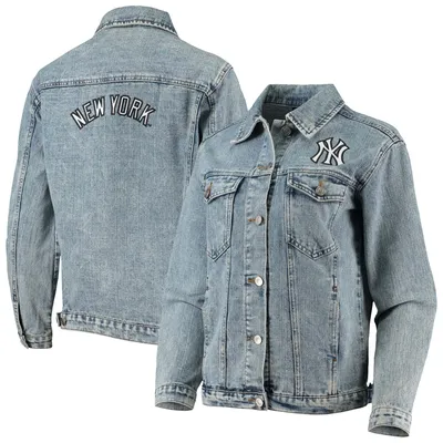 New York Yankees The Wild Collective Women's Team Patch Denim Button-Up Jacket