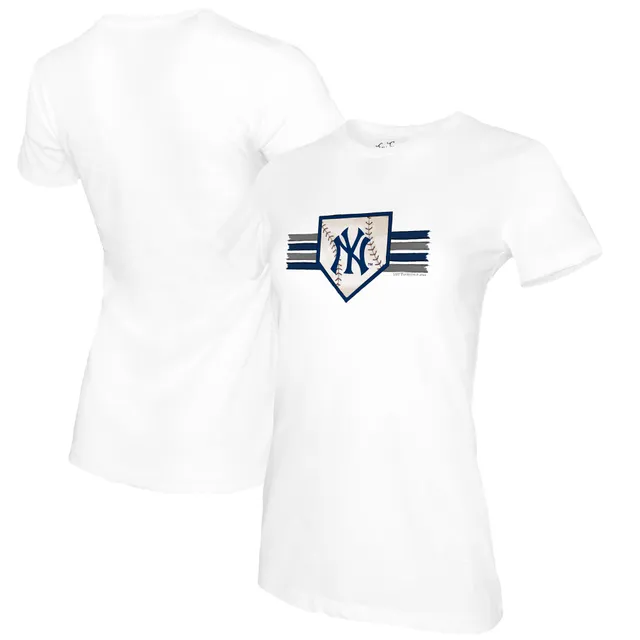 Women's Tiny Turnip White Houston Astros Base Stripe T-Shirt Size: Small