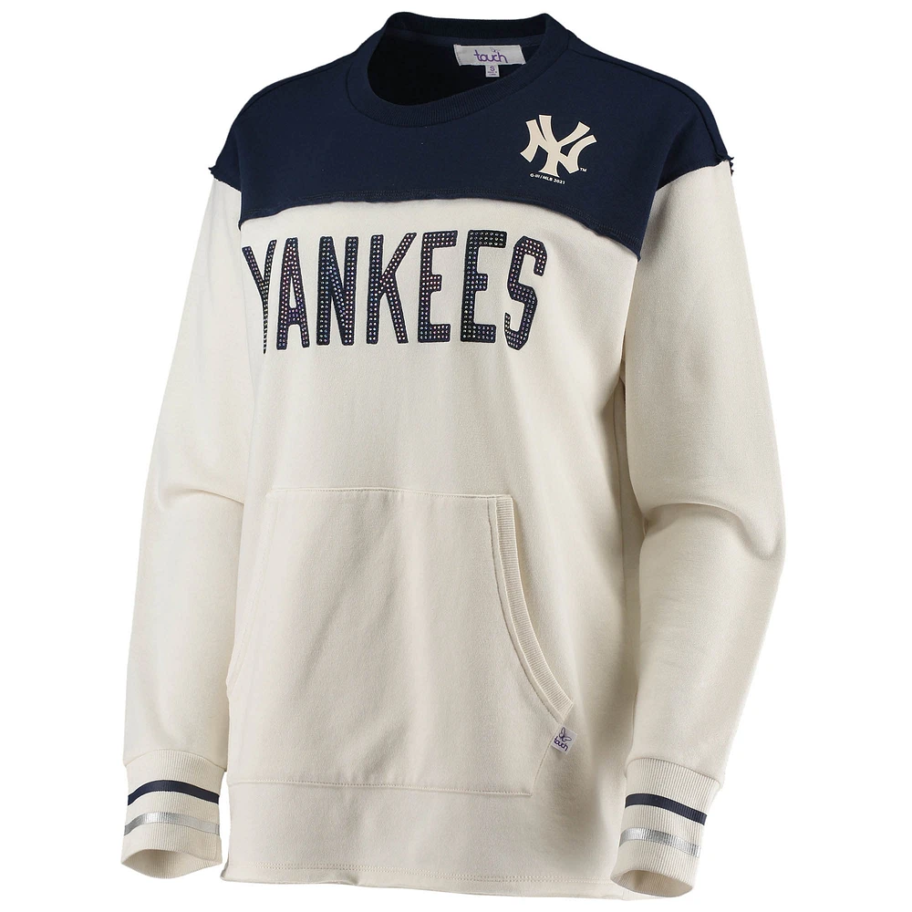 Women's Touch Cream/Navy New York Yankees Free Agency Pullover Sweatshirt