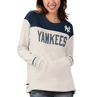 Women's Touch Cream/Navy New York Yankees Free Agency Pullover Sweatshirt