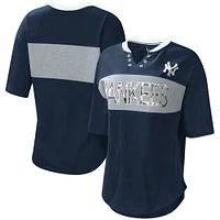 T-shirt à encolure crantée des New York Yankees Touch bleu marine/gris pour femme