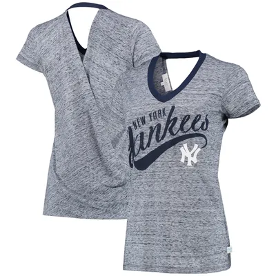 New York Yankees Touch Women's Hail Mary V-Neck Back Wrap T-Shirt - Navy