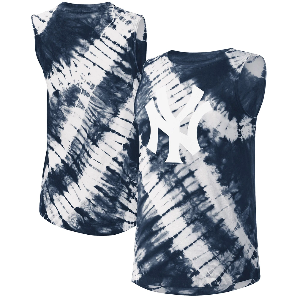 Women's Touch Navy New York Yankees Money Ball Tie-Dye Tank Top