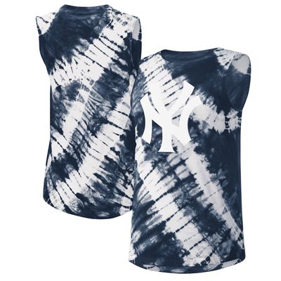 Women's Touch Navy New York Yankees Money Ball Tie-Dye - Tank Top