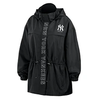 Women's WEAR by Erin Andrews Black New York Yankees Full-Zip Windbreaker Hoodie Jacket