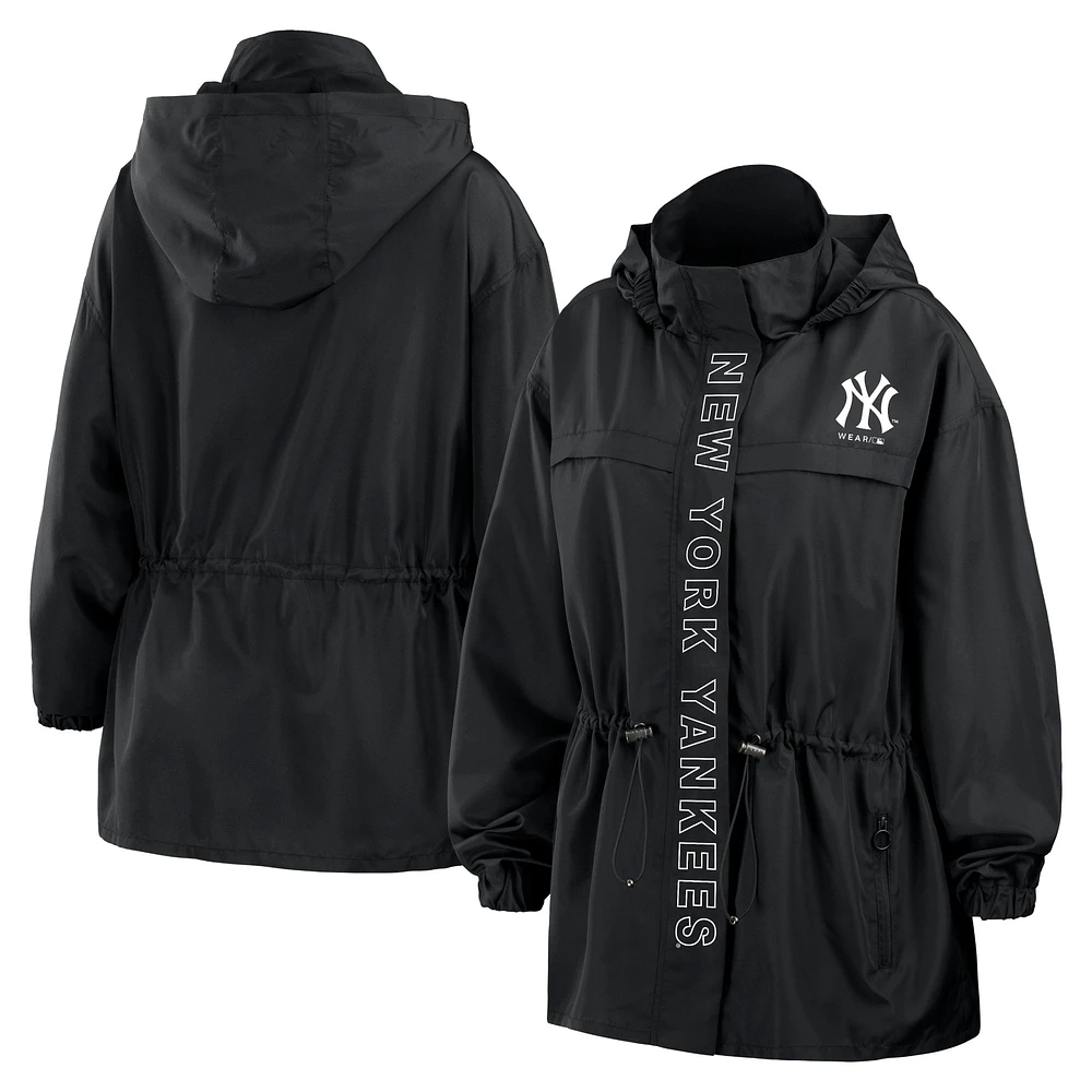 Women's WEAR by Erin Andrews Black New York Yankees Full-Zip Windbreaker Hoodie Jacket