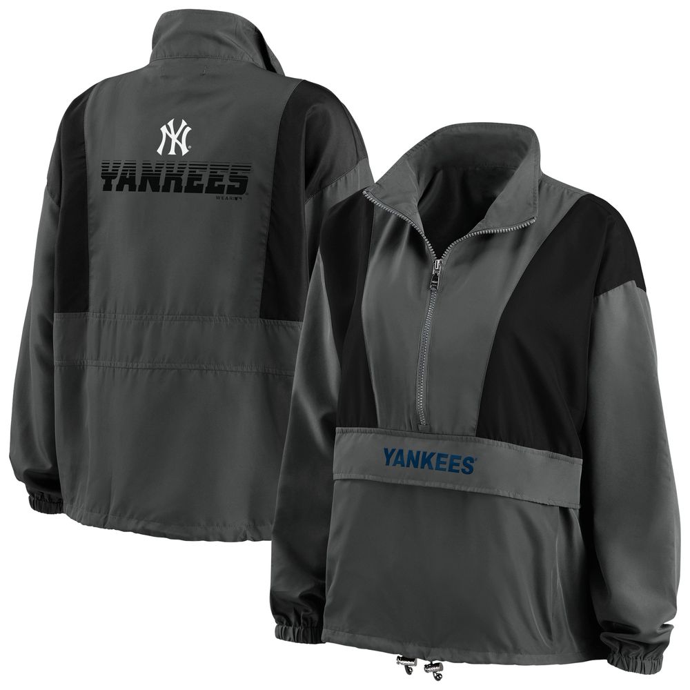 Women's WEAR by Erin Andrews Charcoal New York Yankees Packable Half-Zip Jacket