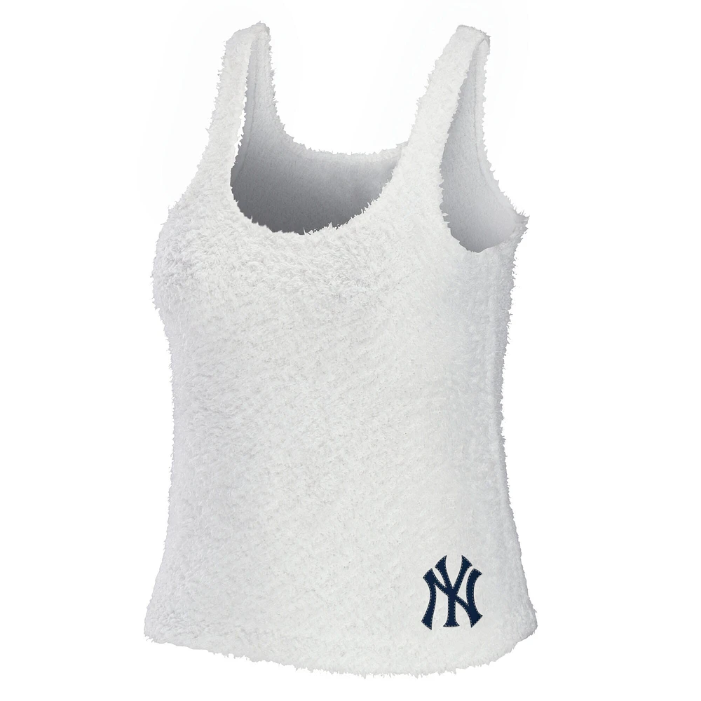 Women's WEAR by Erin Andrews Cream New York Yankees Cosy Lounge Tank Top & Pants Set