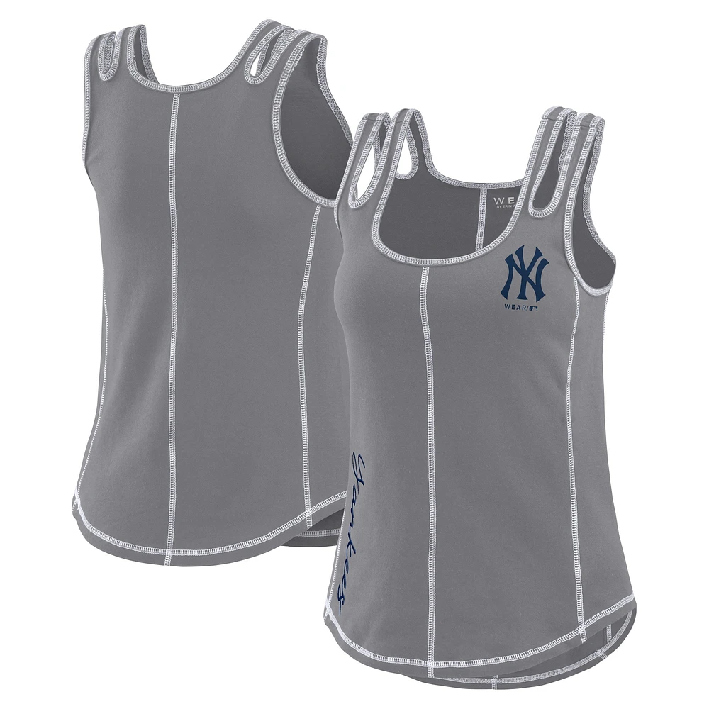 Women's WEAR by Erin Andrews Gray New York Yankees Contrast Stitch Tank Top