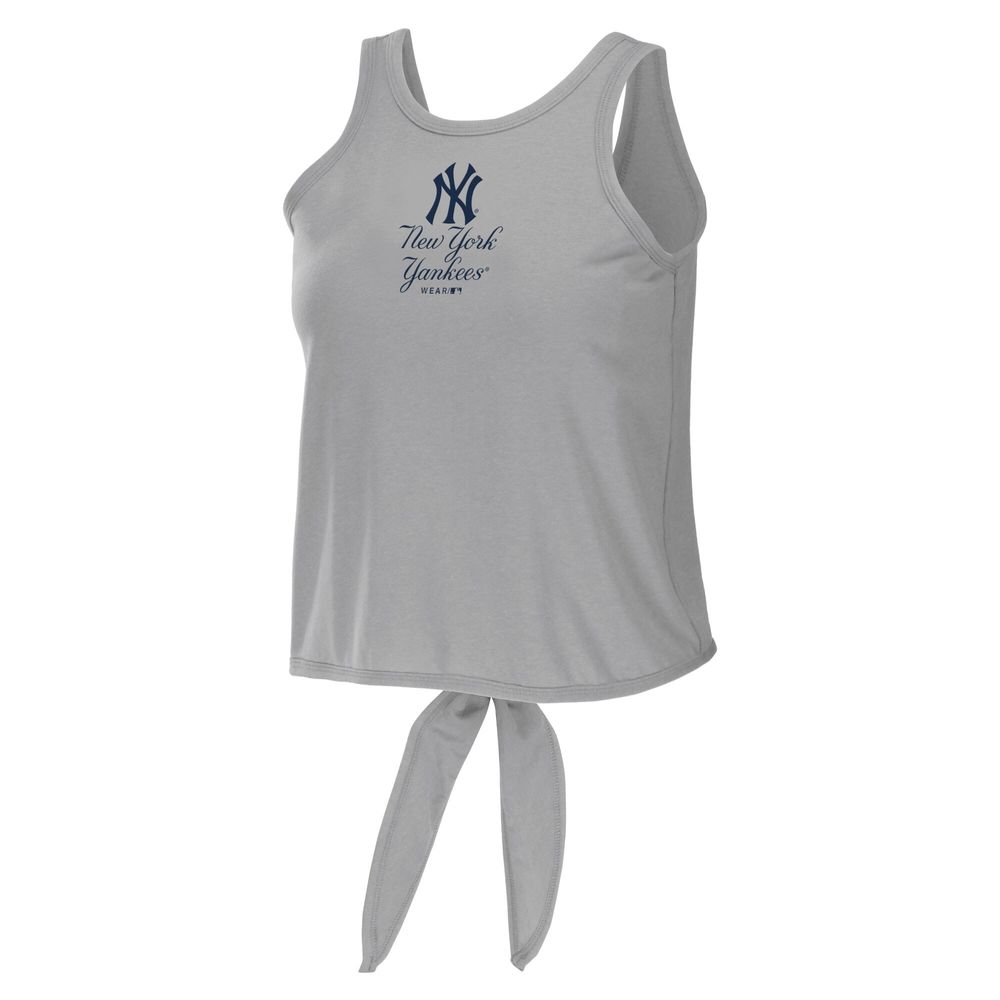 Women's WEAR by Erin Andrews Gray New York Yankees Open Back Twist Tie Tank  Top