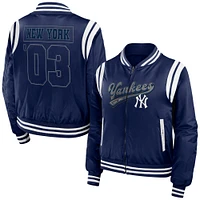 Women's WEAR by Erin Andrews Navy New York Yankees Football Bomber Jacket