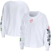 Lids New Orleans Saints WEAR by Erin Andrews Women's Celebration Cropped  Long Sleeve T-Shirt - White