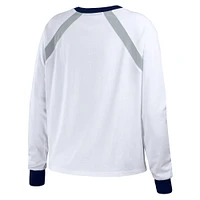 T-shirt blanc à manches longues raglan WEAR by Erin Andrews pour femmes des Yankees de New York