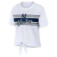 Women's WEAR by Erin Andrews White New York Yankees Tie-Front T-Shirt