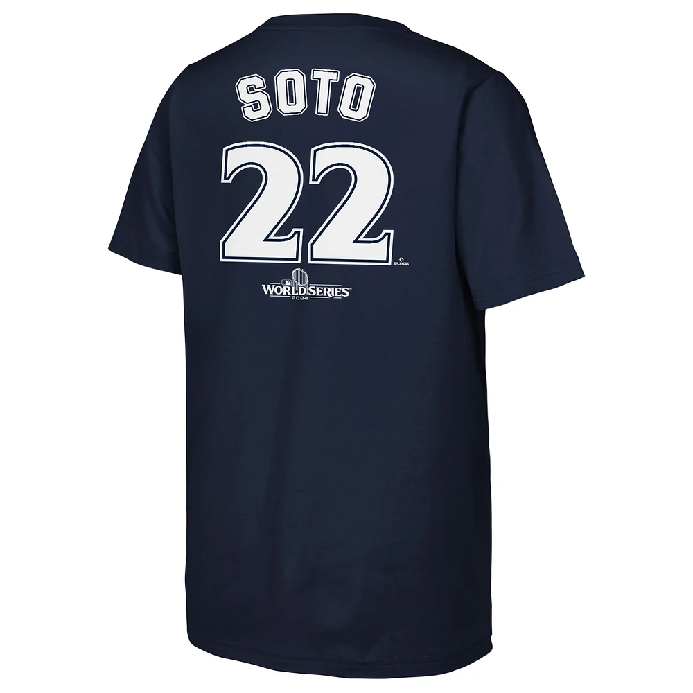 Youth Fanatics Juan Soto Navy New York Yankees 2024 World Series Player Name & Number T-Shirt