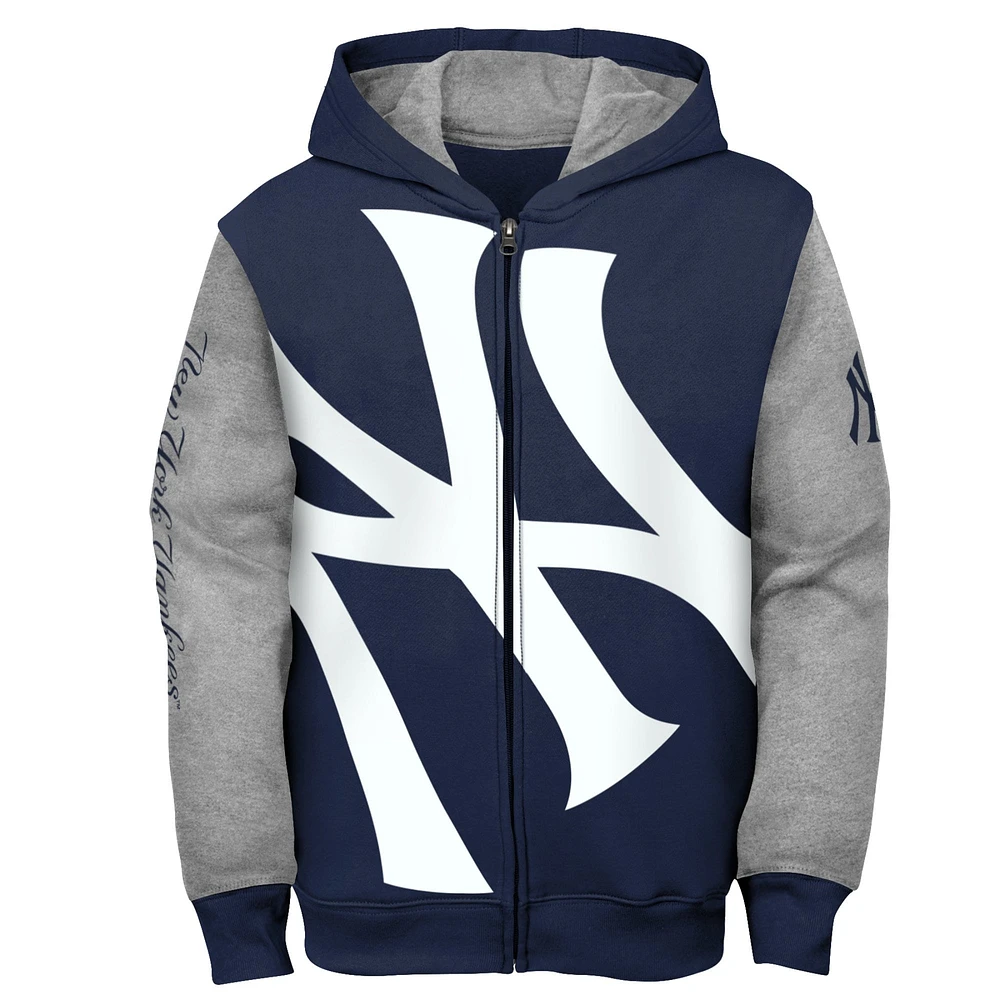 Youth Fanatics Navy/Gray New York Yankees Postcard Full-Zip Hoodie Jacket