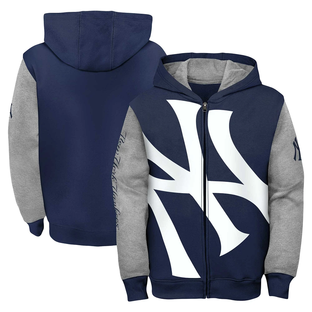 Youth Fanatics Navy/Gray New York Yankees Postcard Full-Zip Hoodie Jacket