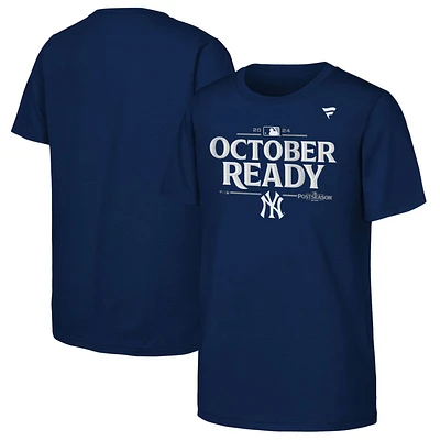 T-shirt de vestiaire d'après-saison MLB 2024 des Yankees New York pour jeunes fanatiques bleu marine