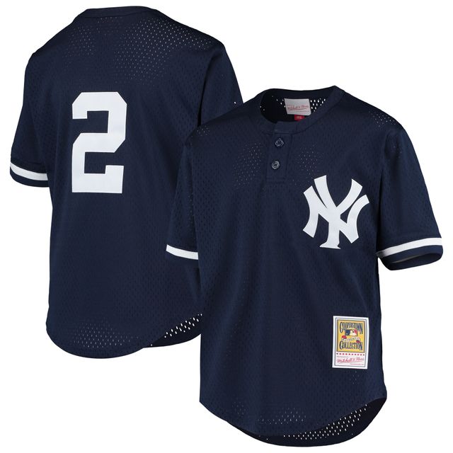 Mitchell & Ness Derek Jeter Navy New York Yankees Cooperstown Collection Maillot d'entraînement au bâton en maille pour jeune