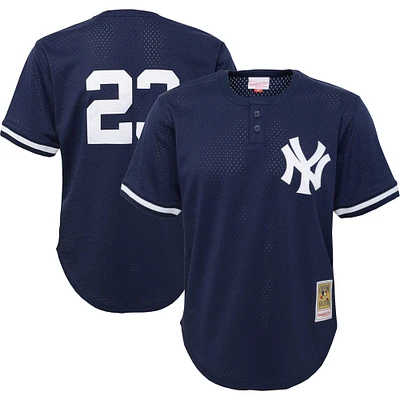 Maillot d'entraînement au bâton en maille pour jeunes Mitchell & Ness Don Mattingly, New York Yankees, collection Cooperstown, bleu marine