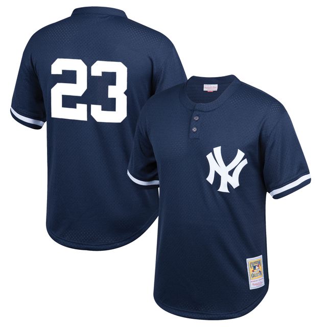 Jeunes Mitchell & Ness Don Mattingly Navy New York Yankees Cooperstown Collection Maillot d'entraînement au bâton en maille