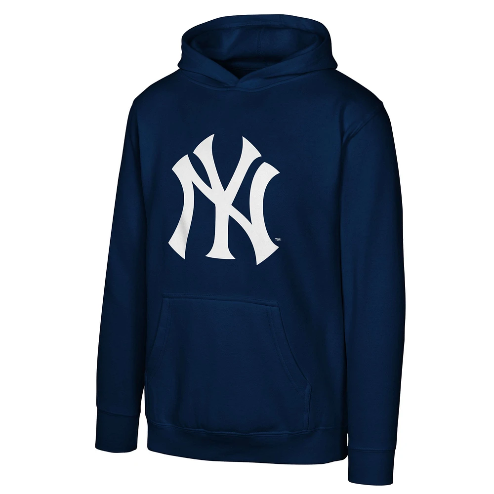 Youth  Navy New York Yankees Primary Logo Pullover Hoodie
