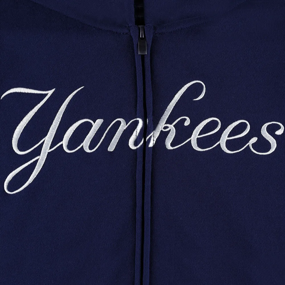 Youth Navy New York Yankees Wordmark Full-Zip Fleece Hoodie