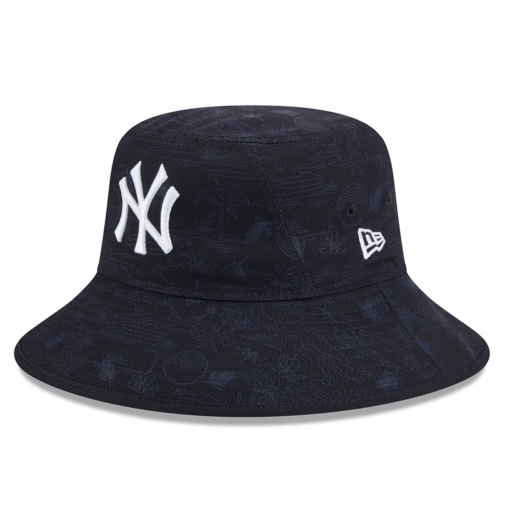 Youth New Era  Navy New York Yankees 2025 Spring Training All Over Print Bucket Hat