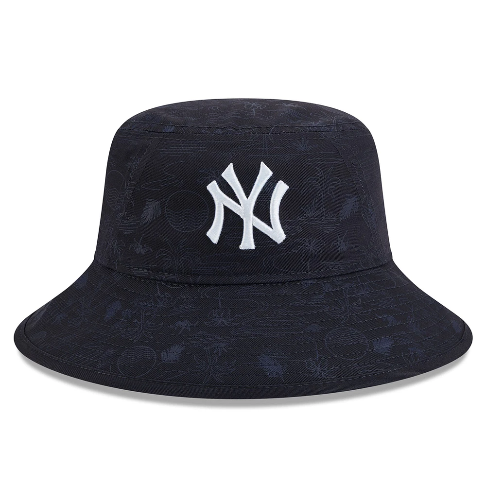 Youth New Era  Navy New York Yankees 2025 Spring Training All Over Print Bucket Hat