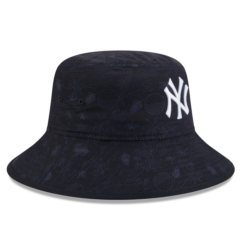 Youth New Era  Navy New York Yankees 2025 Spring Training All Over Print Bucket Hat