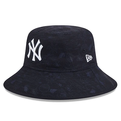 Youth New Era  Navy New York Yankees 2025 Spring Training All Over Print Bucket Hat