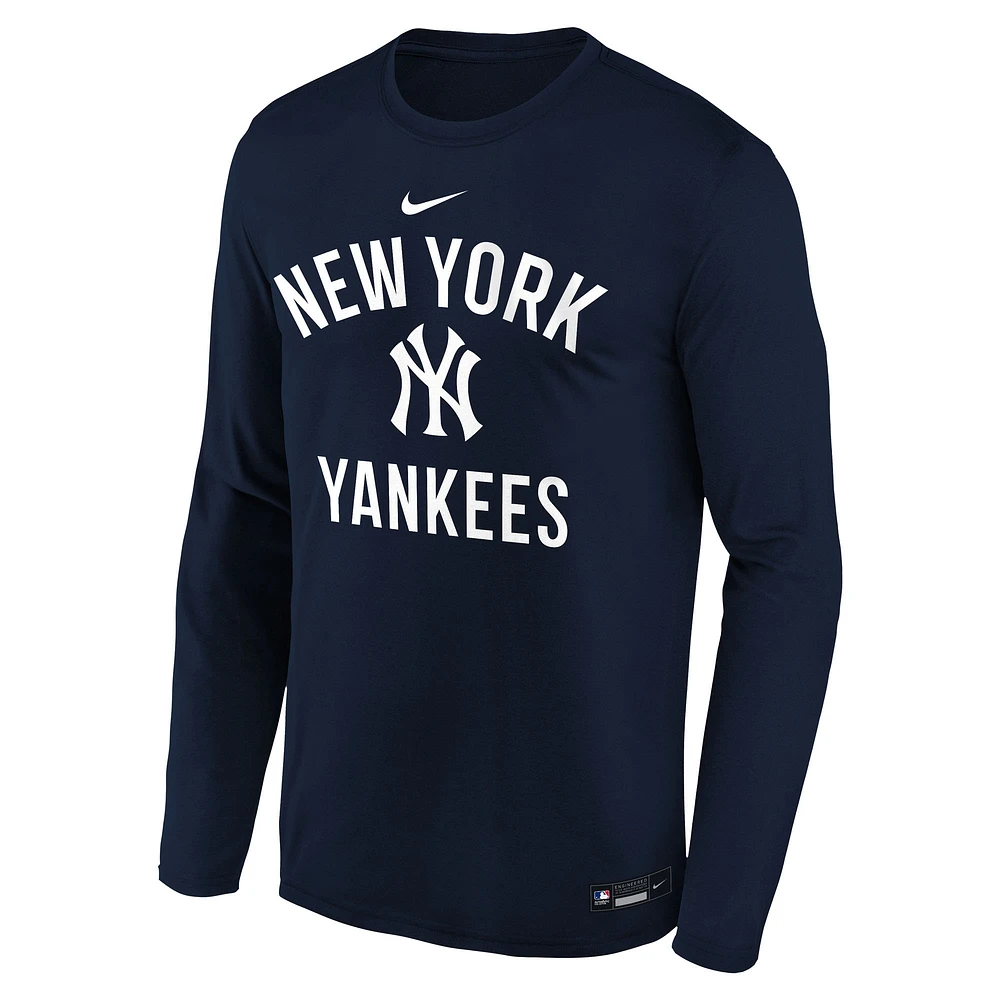 Youth Nike Navy New York Yankees Authentic Collection Legend Performance Long Sleeve T-Shirt