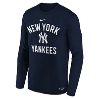 Youth Nike Navy New York Yankees Authentic Collection Legend Performance Long Sleeve T-Shirt